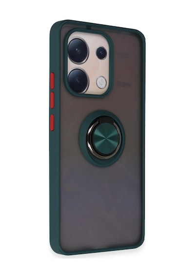 Herşeytrend Xiaomi Redmi Note 13 4g Kılıf Montreal Yüzüklü Silikon Kapak - Yeşil Çok Renkli