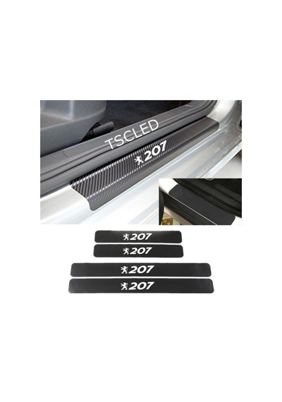 Peugeot 207 Karbon Kapı Eşiği Koruma Sticker Yapıştırma (4 Adet)