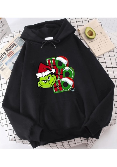 Grinch Hohoho Yenı Yıl Kapşonlu Sweatshirt 001