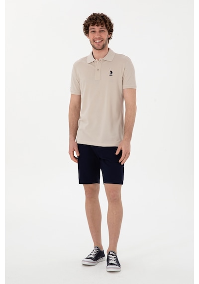 U.S. Polo Assn. Erkek Slim Fit Polo Yaka Taş Basic Tişört 50298041-VR049