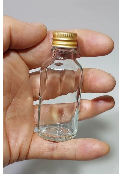 Rotanev 6 Adet Şeffaf Cam Shot Şişesi Sızdırmaz Gold Metal Kapaklı Kolonya Koku Süs Çok Amaçlı Şişe 30ml