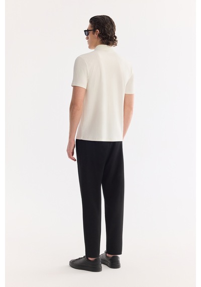 Avva Erkek Ekru Kıvrılmaz Polo Yaka Fermuarlı %100 Pamuk Regular Fit T-shirt A61y1038
