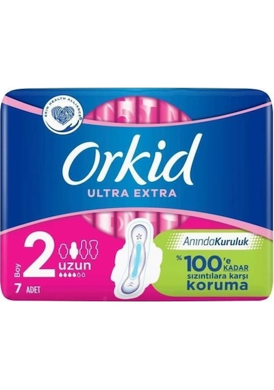 Orkid Ultra Extra Uzun Hijyenik Ped 7'li 2 Beden