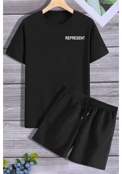 Uyguntarz Represent Şort T-shirt Eşofman Takımı Siyah