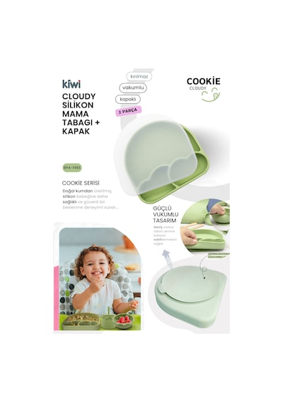 Kiwi Cloudy 11 Parça Full Silikon Bebek Beslenme Seti: Güvenli, Esnek, Bpa / Pvc İçermez