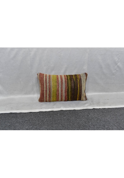 Zehra Abla Halı Yeni El Dokuma Dekoratif Lumbar Kilim Kırlent Yastık Kılıfı 6119