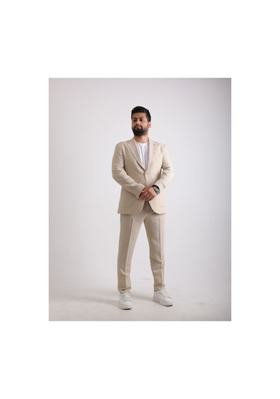 Fashion Plaza Yazın En Favori Kumaşı Gofre Kumaş Spor Takım Elbise Bej