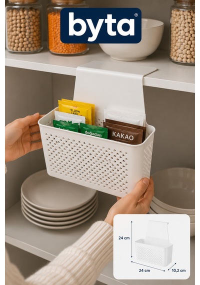 Askılı Dolap Organizeri Raf Altı Çok Amaçlı Mutfak Ve Banyo Saklama Sepeti Beyaz