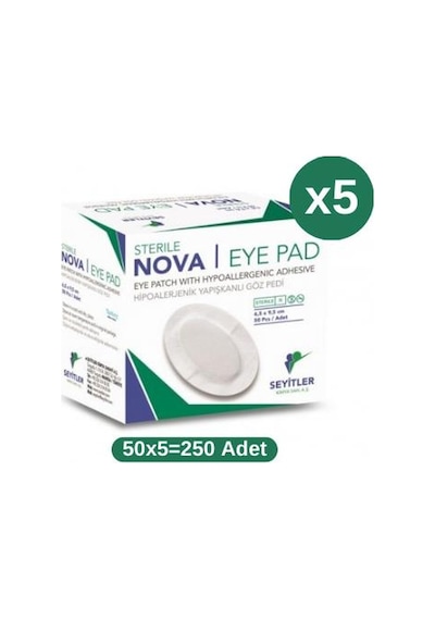 Nova Optik Steril Göz Kapama Bandı - Göz Pedi 6,5 x 9,5 cm 50 x5 Kutu