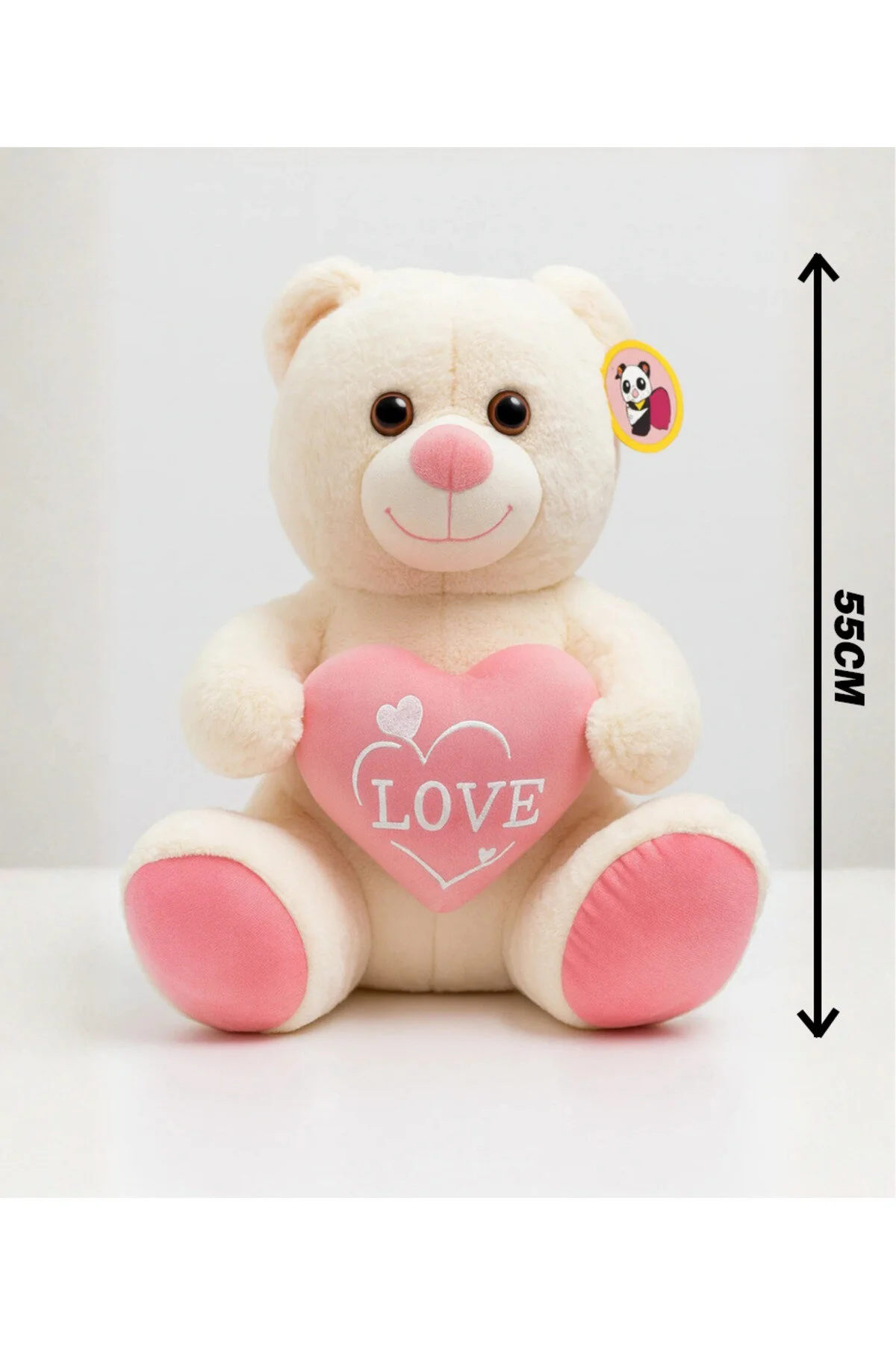Ayıcık Kalpli Peluş Oyuncak 55 Cm - Sevimli & Yumuşak Beyaz
