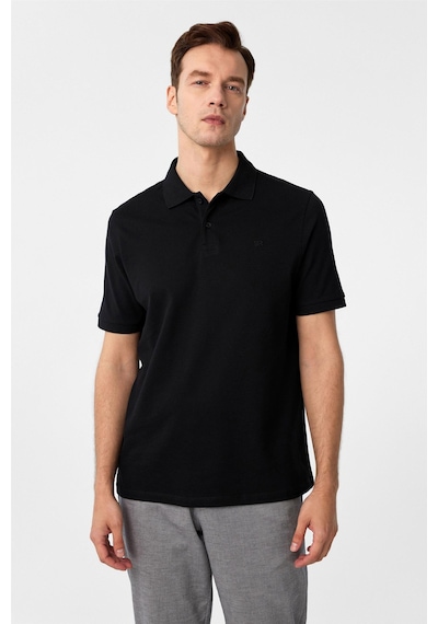 Süvari Siyah Regular Düz Polo Yaka Tişört-37400 Siyah