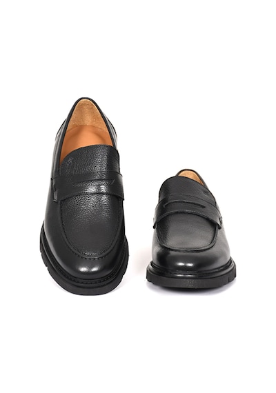 Tuna Hakiki Deri Loafer Siyah Erkek Ayakkabı Kauçuk Taban - 64640 Siyah