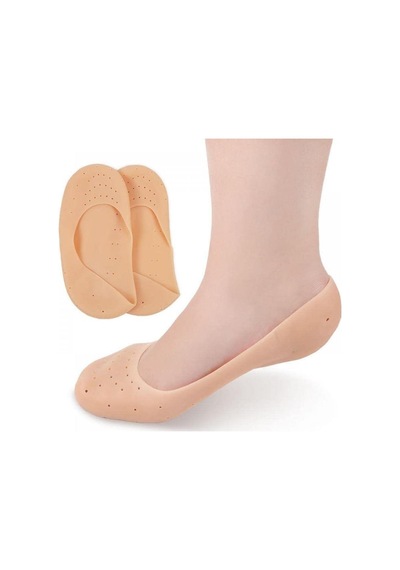 3b Trend Ergonomik Silikon Patik Ten Rengi Topuk Çatlak Çorabı Silikon Patik Çorap