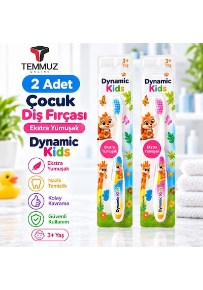 Dynamic Aile Paketi Diş Fırçası Seti 4 Adet 2 Yetişkin Medium + 2 Çocuk Extra Soft Karışık Renk
