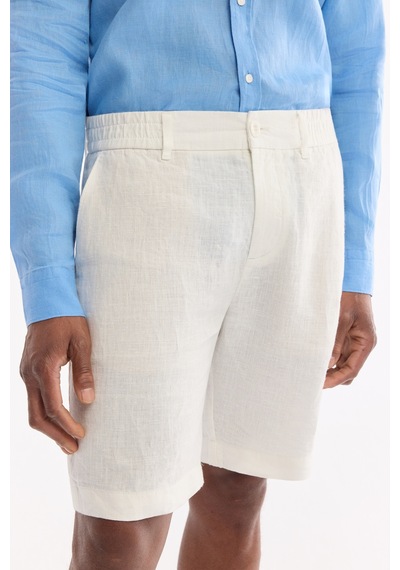 Avva Erkek Beyaz Beli Lastikli %100 Keten Relaxed Fit Şort B003732