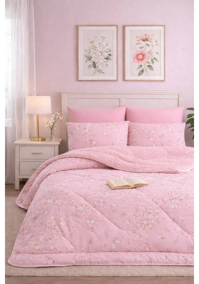 Welsoft Çift Kişilik Yorgan 195x215 Cm Çift Taraflı Ultra Yumuşak Silikon Dolgulu Pembe Pembe