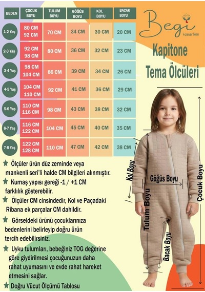 Begi Kadife Kumaş Uzun Kollu Çocuk Uyku Tulumu %100 Pamuk Kumaş 1.5 Tog Pembe