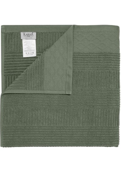 Pamuk Tekli Havlu Jakarlı Karna Home Ruma - 70 X 140 Yeşil