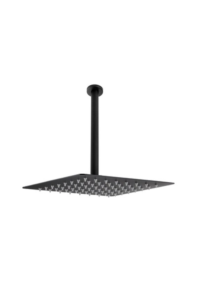 Fause Ankastre Duş Başlığı Borulu Kare Slim Metal 40 X 40 Cm Tavandan Siyah