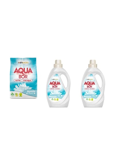 Aquabor Doğal Mineralli 4 Kg Beyaz + Sıvı Beyaz + Sıvı Beyaz 3 Lü Set 0.75 LT - 2.5 LT - 12 KG