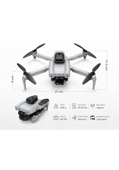 M6 Hava Dronu 3 Kameralı Ekranlı Kumanda Elektikli Kamera Havada Sabit Kalma 360 Derece Engel Kaçınma Başsız Mod Rota Uçuşu 360 Derece Takla