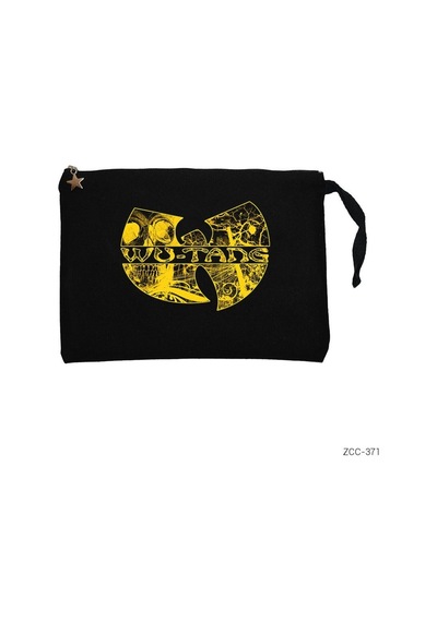Zepplin Giyim Wu Tang Stencil Logo Siyah Clutch Astarlı Cüzdan / El Çantası