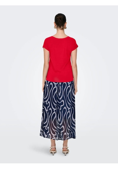 Only Onlrilla S/s V-neck Top Kadın T-shirt 15315776 Kırmızı