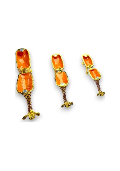 3'lü Dekoratif Zürafa Biblo Seti Taş İşlemeli Gold Beyaz & Pembe Taş 8x9 CM, 7x8 CM, 6x6 CM