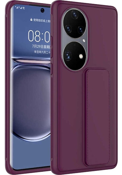 Huawei P50 Pro Kılıf Zore Qstand Kapak Mürdüm