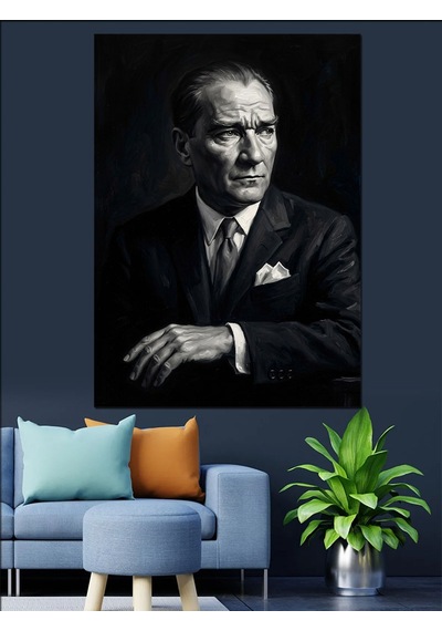 Karizmatik Mustafa Kemal Atatürk Portresi Dekoratif Kanvas - Mdf Ahşap Tablo