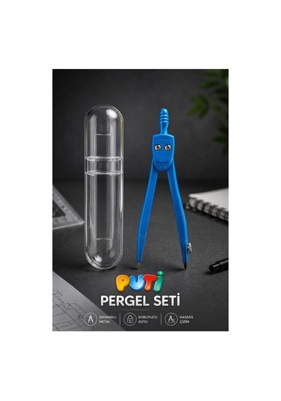 Metal Pergel 1 Adet Puti 1574 Koruma Kutulu Metal Pergel Grafit Uçlu Mekanik Pergel Matematik Teknik Mimari Çizim Mavi