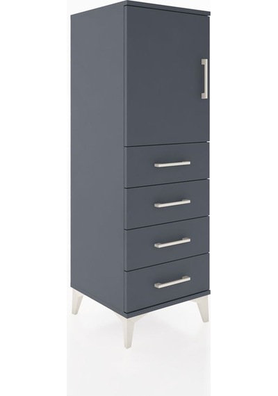 Hyperion Dolap 2 Raflı 4 Çekmeceli Tek Kapaklı 44x44x134 Antrasit-antrasit Antrasit