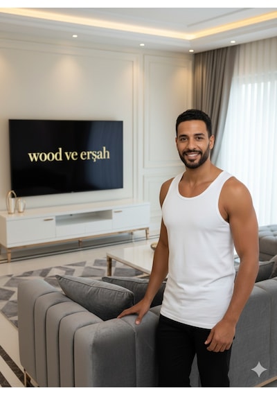 Lüx Wood Erkek Lüx Pamuk Penye Atlet Premium Rahat Lüx Erşah Beyaz