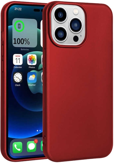 Apple Uyumlu iPhone Ekılıf 14 Pro Kılıf Mat Soft Premier Silikon Kapak Kırmızı