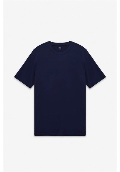 Süvari Lacivert Slim Düz Baskısız Süprem Bisiklet Yaka Tişört Ts1014000478-m09