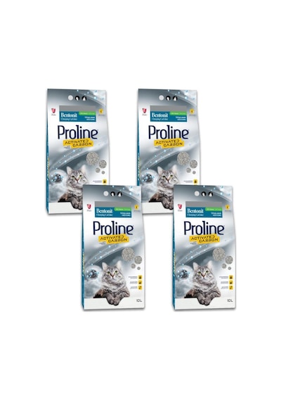 Pro Line Aktif Karbon Topaklaşan Bentonit Kedi Kumu 4 x 10 L