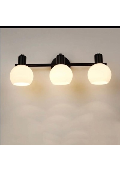 Rsylight Rustik Dekoratif Metal Modern Siyah Tavan Duvar Opal Camlı 3 Lü Avize Siyah