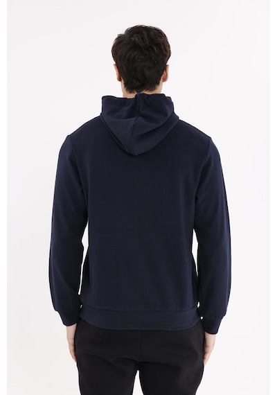 Rowinger Metal Uçlu Kordonlu Tam Fermuarlı Bölmeli Ön Cepli Küçük Nakış Logolu Rahat Kalıp Mevsimlik Kapüşonlu Sweatshirt Navyblue