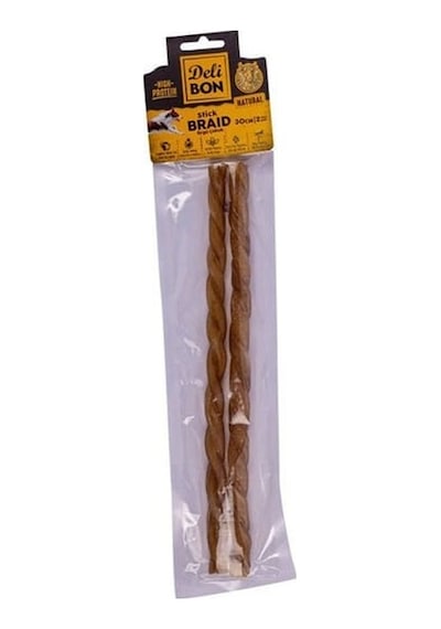 Delibon Deri El İşi Örgü Çubuk Kemik Köpek Ödülü Naturel 30 CM 2'li