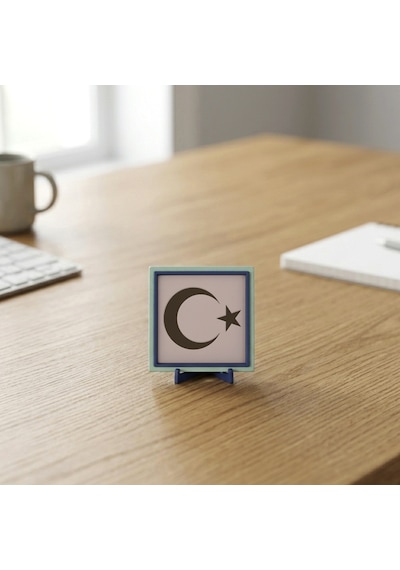 Minimal Hilal Ve Yıldız Motifli Masaüstü Süs, Estetik Ve Anlamın Modern Buluşması 10x10 Cm