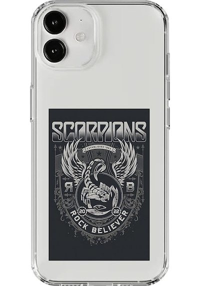Apple Uyumlu iPhone 12 Şeffaf Kılıf Scorpions Tasarımlı