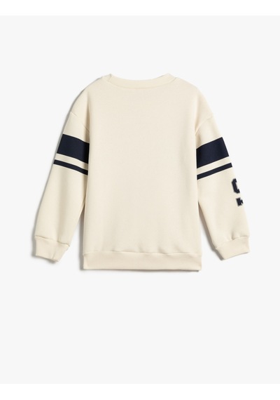Koton Snoopy Sweatshirt Lisanslı Şardonlu Uzun Kollu Bisiklet Yaka Baskılı Ekru 4wkb10182tk Ekru