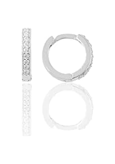 Gümüş Rodyumlu Zirkon Taşlı 10 Mm Halka Küpe Tragus Piercing Helix Kıkırdak Küpesi Genel
