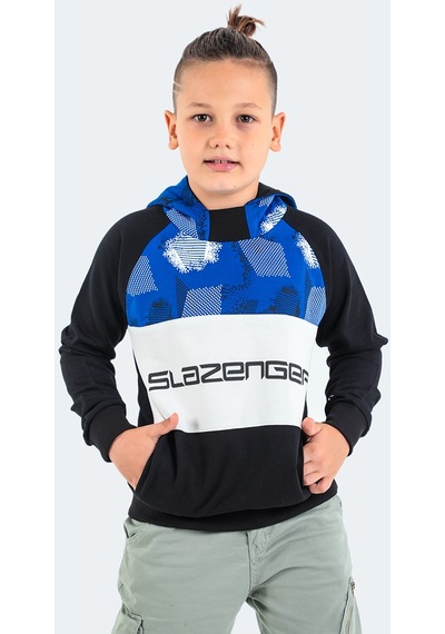Slazenger DRAGICA IN Çocuk Kapüşonlu Cepli Siyah Sweatshirt