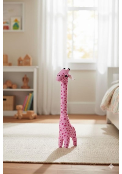 Zürafa Peluş Oyuncak Oyun Arkadaşım Yastık 100 Cm Pembe