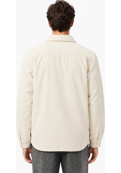 Lacoste Men's Relaxed Fit Button-down Linen Shirt Rahat Kesim Kadife Erkek Dış Gömlek Krem
