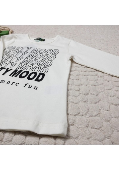 Momikon Kız Çocuk Party Mood Yazılı Pamuklu Sweat Krem