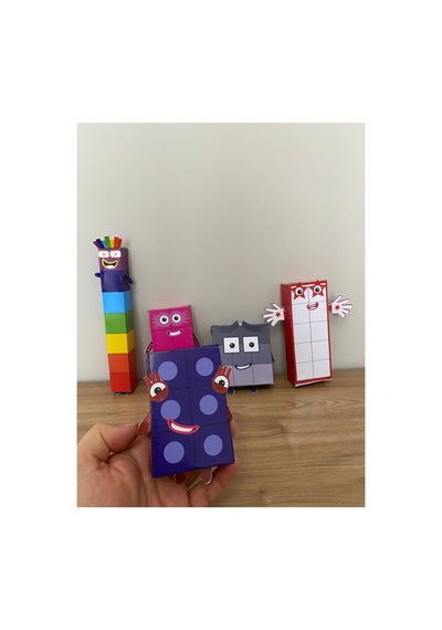Kes Yapıştır Oyna / 1-10'a Kadar 3 Boyutlu Numberblocks Maskotları / Kalın Karton Kağıt Kendin Yap