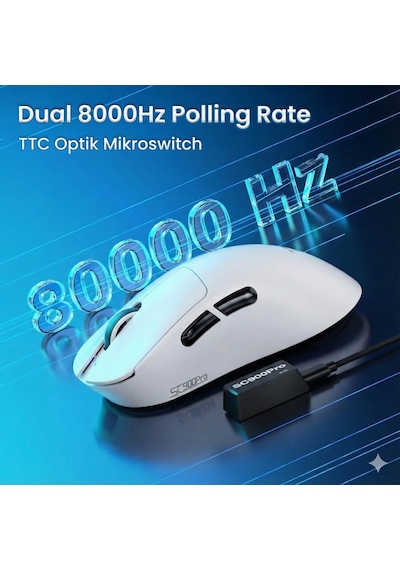 Aula Sc900 Pro Paw3395 Sensör 26000 Dpı 8000hz Kablolu Ve Kablosuz Gaming Oyuncu Mouse Beyaz Sc900-wt