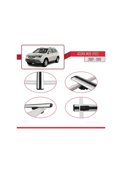 Acura Mdx Yd2 2007-2013 Arası İle Uyumlu Basic Model Ara Atkı Tavan Barı Gri 3 Adet